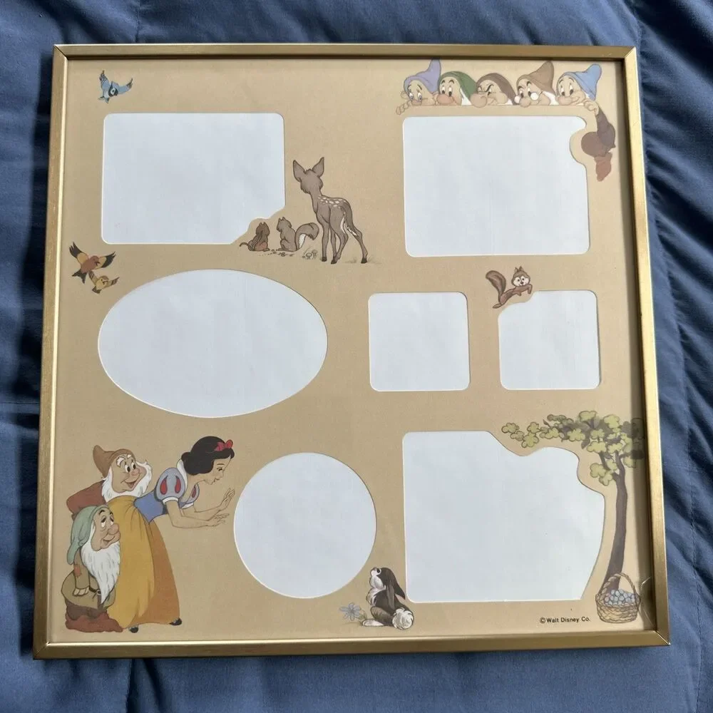 Vintage Disney Snow White Picture Frame Multiple Baby 12x12 Inches